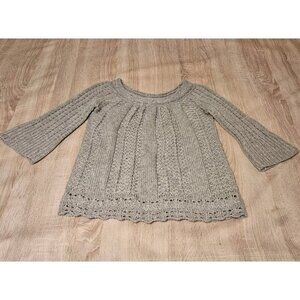 Vittadini Womens Size M Gray Cashmere Wool  Pullover Sweater Chunky Knit Soft